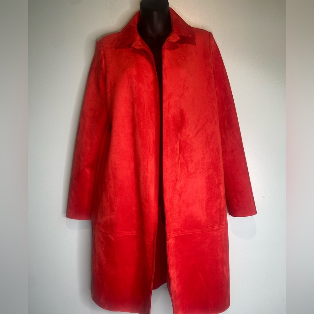 Philosophy Women’s Red Faux Leather Jacket Coat Size Small -Soft Cherry Red